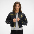Alpha Industries x Los Angeles Lakers Black and Gold Women's Cropped L-2B Bomber Jacket
