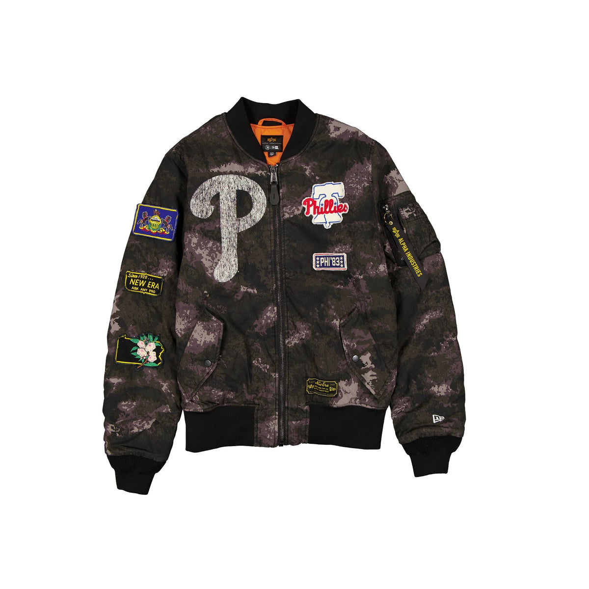 Alpha Industries x Philadelphia Phillies Black Camo MA-1 Bomber Jacket