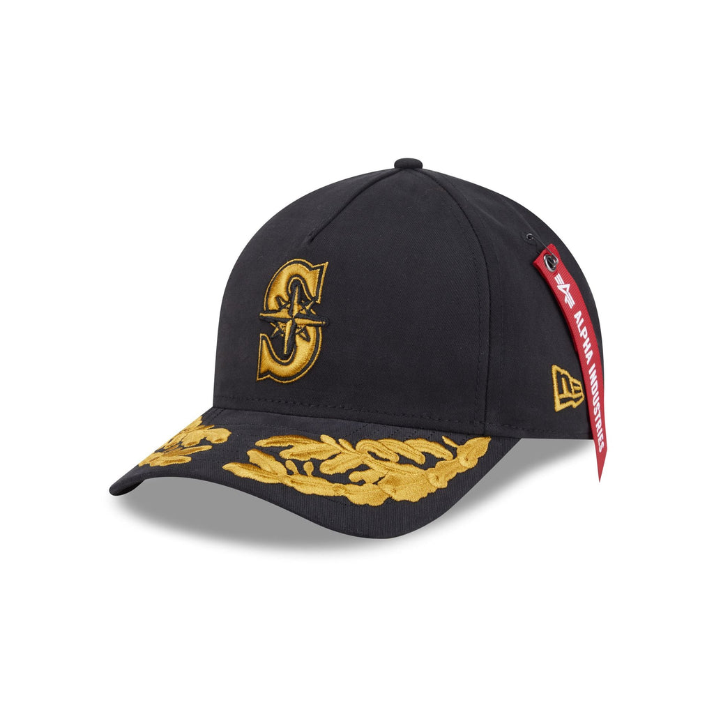 Alpha Industries x Seattle Mariners Black 9FORTY M-Crown A-Frame Snapback Hat