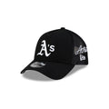Athletics Side Script Black 9FORTY A-Frame Trucker Hat