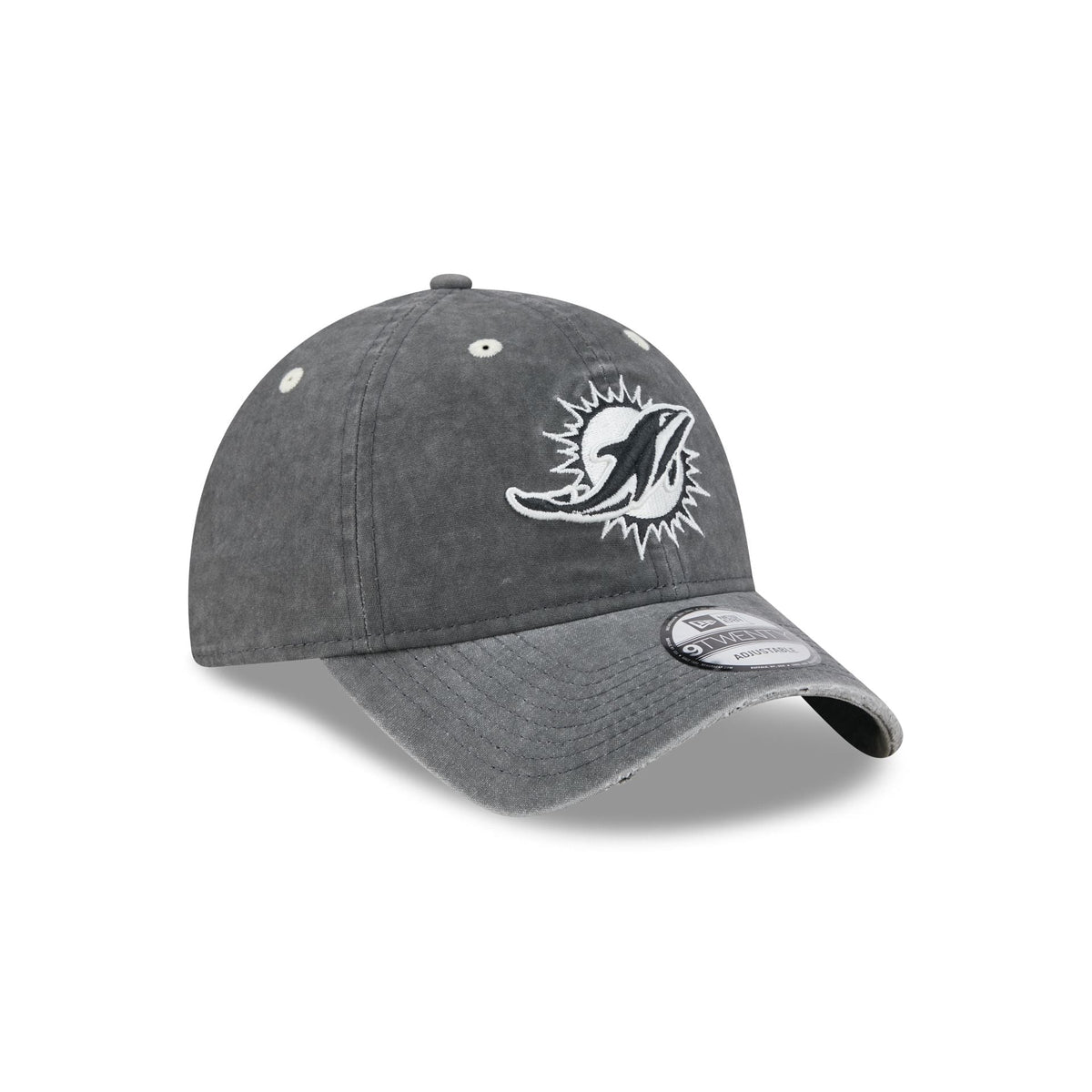 Miami Dolphins Washed Black Cotton 9TWENTY Adjustable Hat