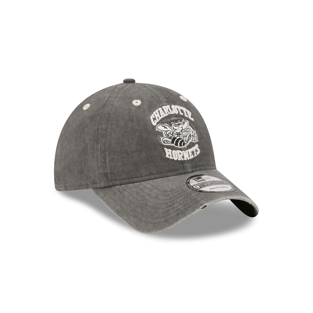 Charlotte Hornets Washed Black Cotton 9TWENTY Adjustable Hat
