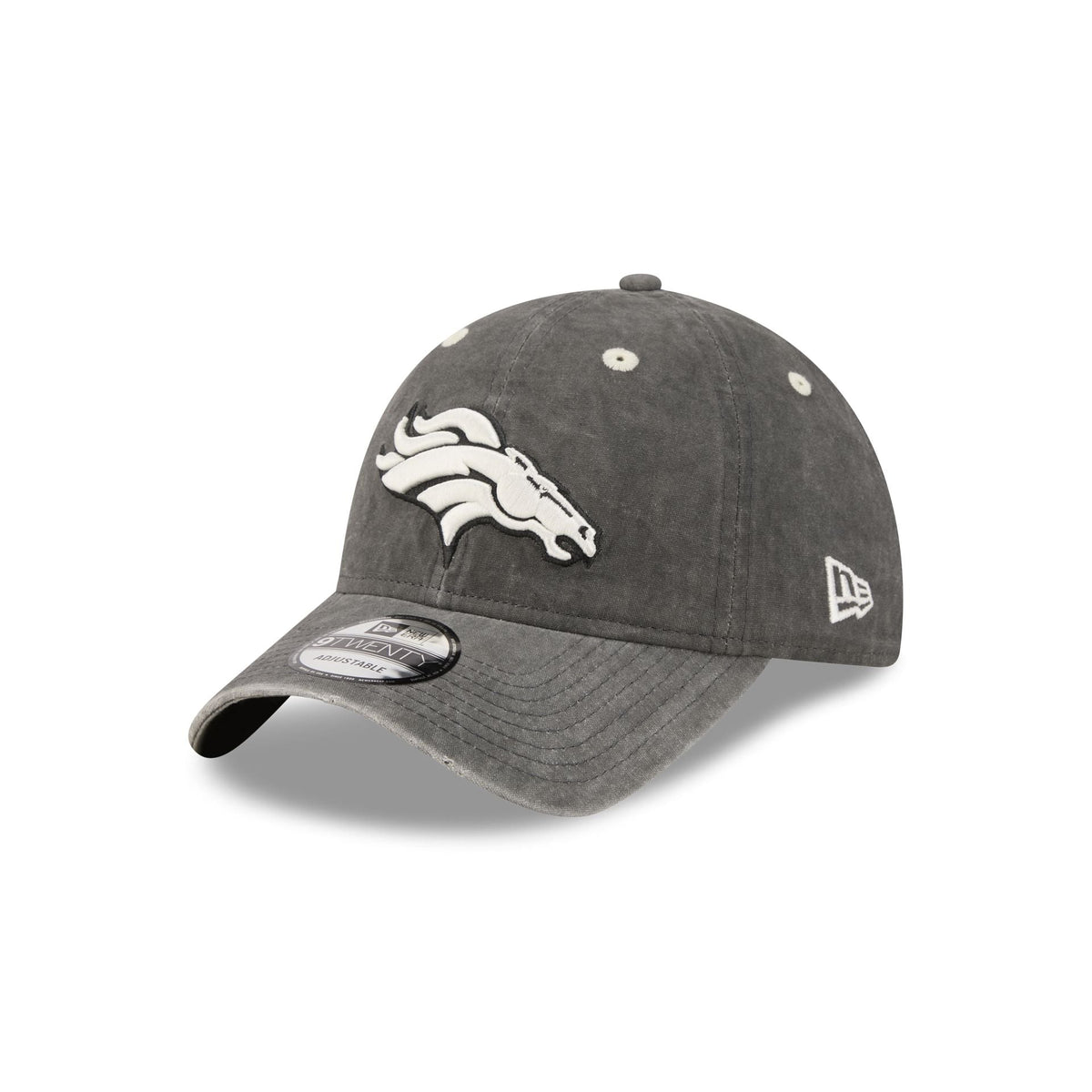 Denver Broncos Washed Black Cotton 9TWENTY Adjustable Hat