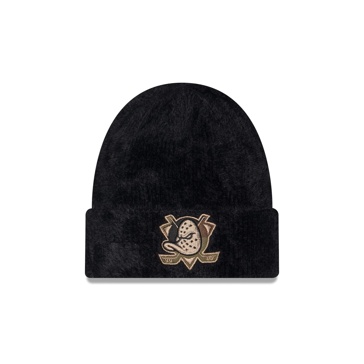 Anaheim Ducks Camo Logo Fuzzy Cuff Knit Beanie Hat