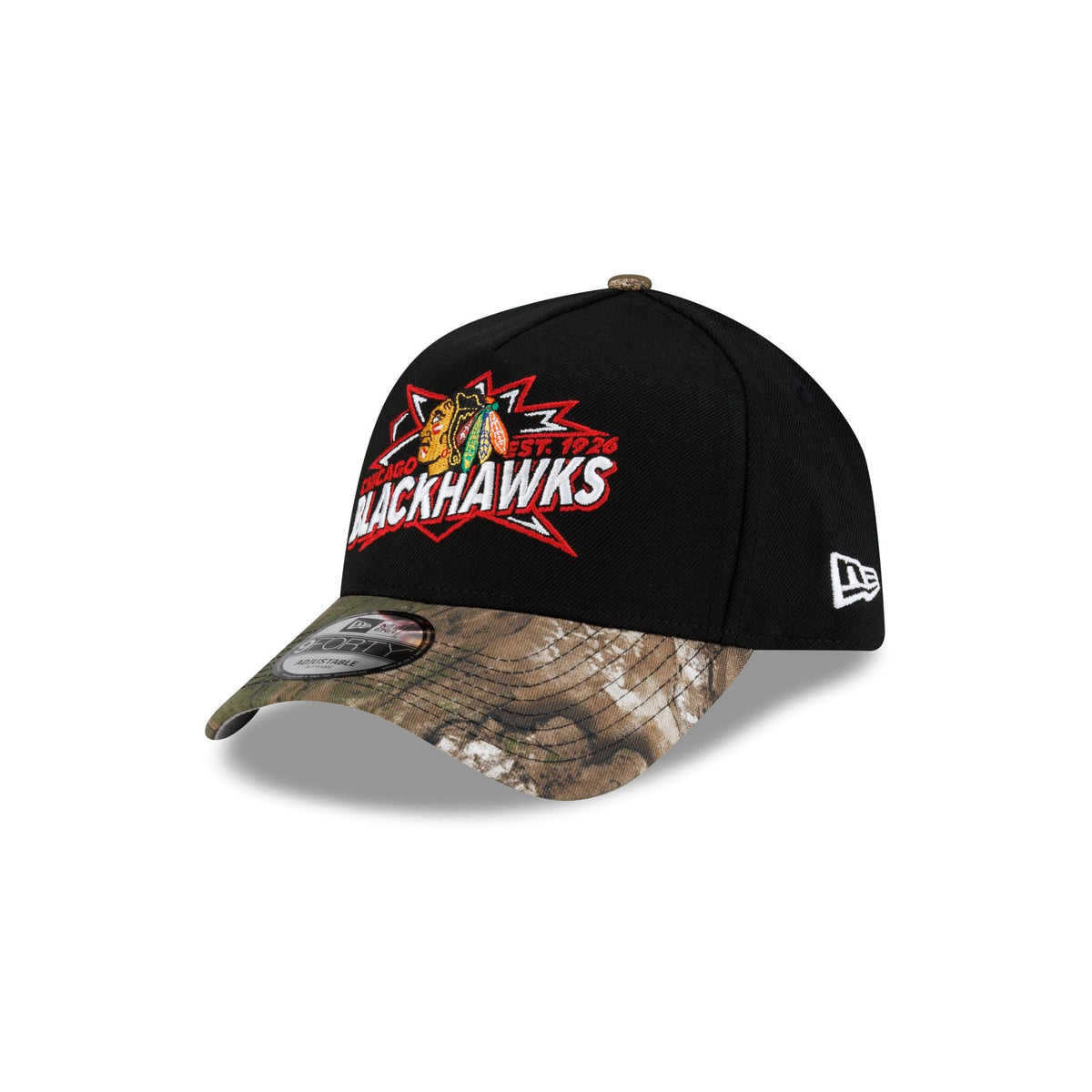 Chicago Blackhawks Top Shelf Black Camo 9FORTY A-Frame Snapback Hat
