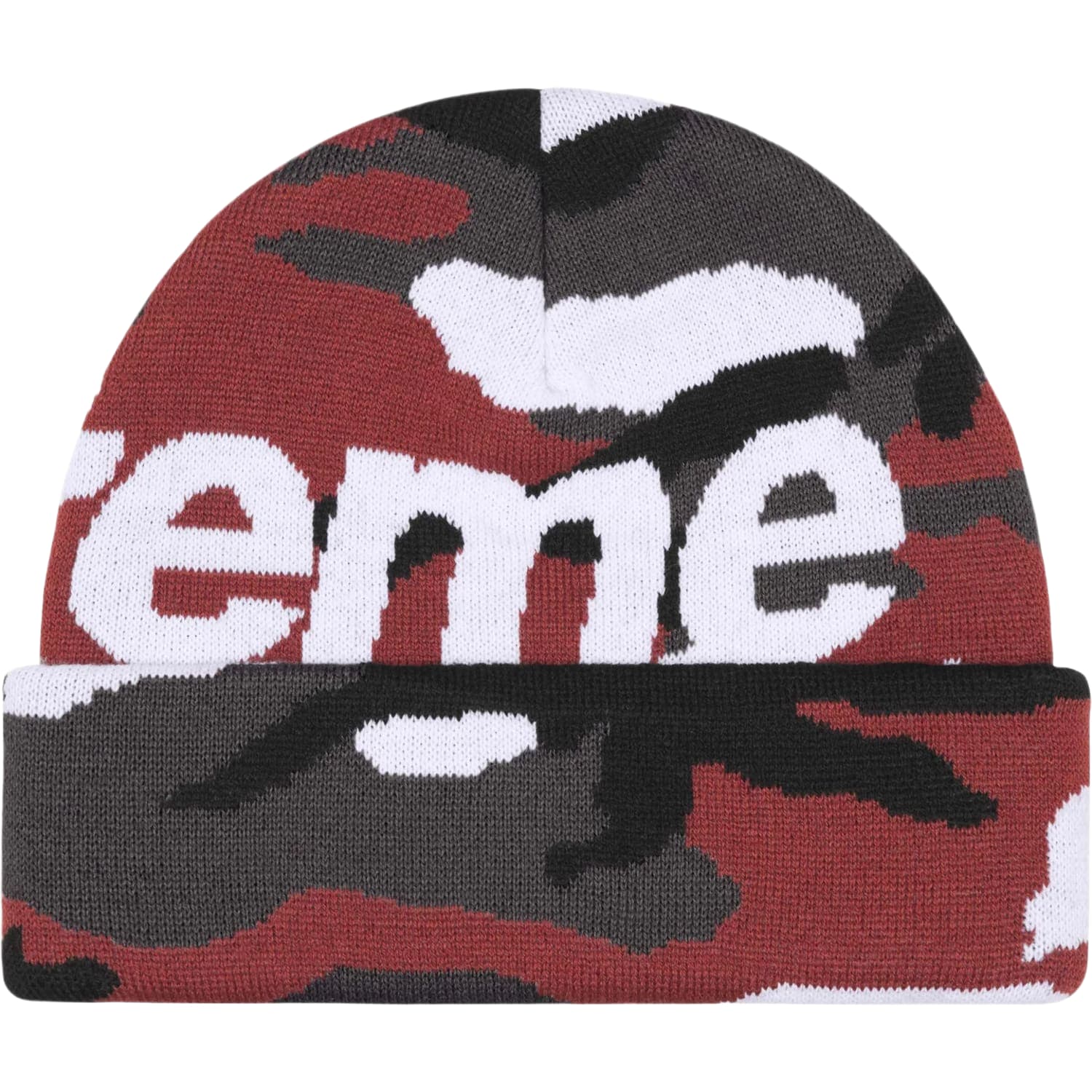 Supreme Camo Big Logo Beanie Red Camo