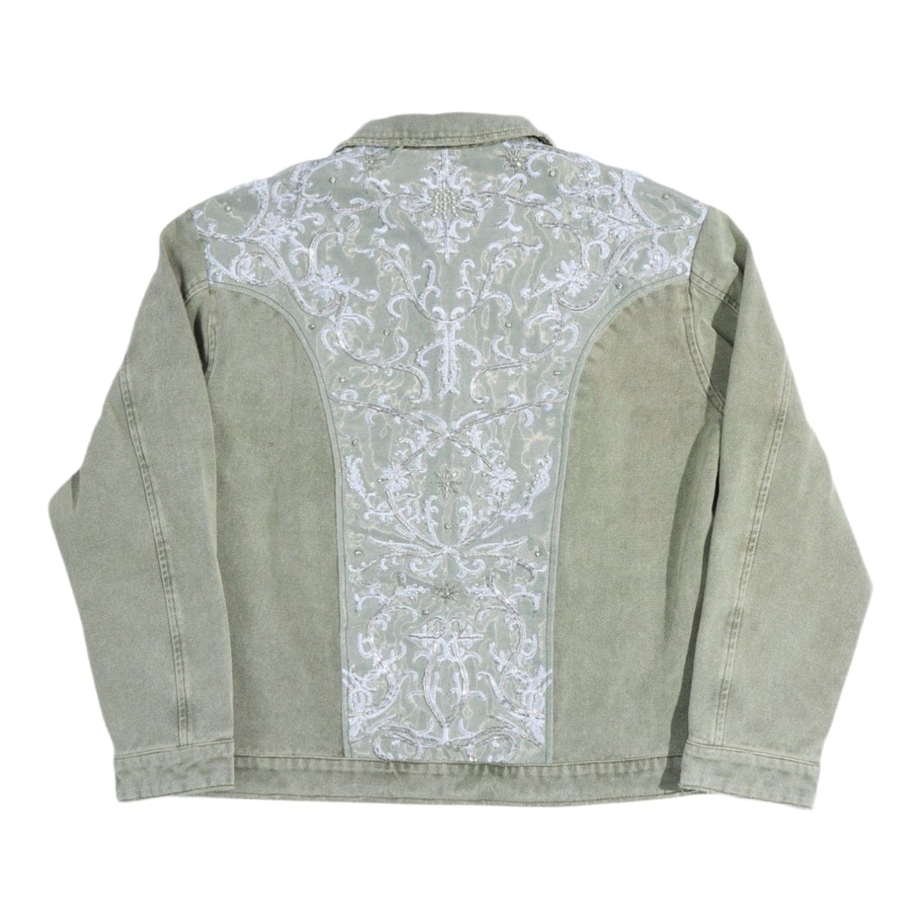 Birth Of Royal Child Beaded Embroidery Workwear Jacket Green