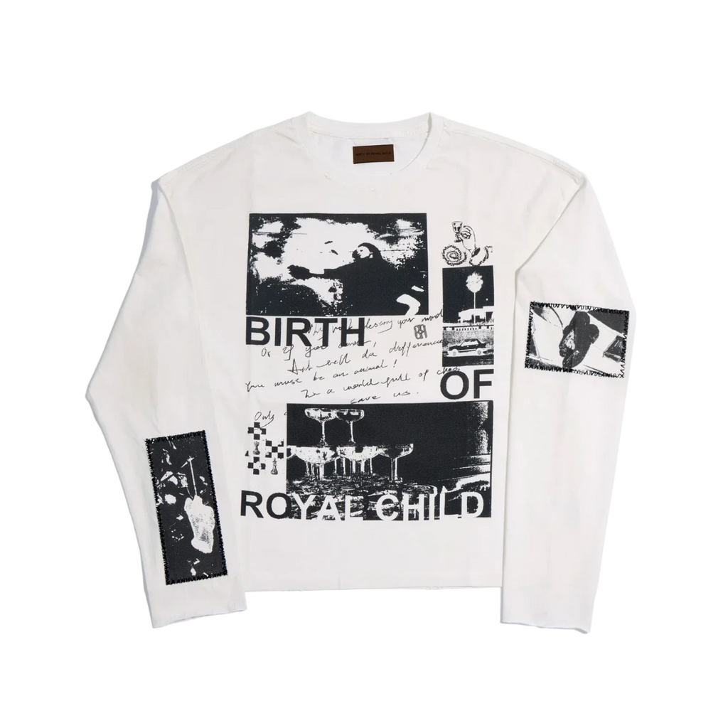 Birth Of Royal Child 90s Hollywood Long Sleeve Tee White