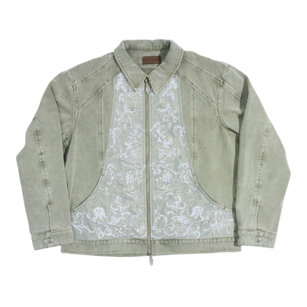 Birth Of Royal Child Beaded Embroidery Workwear Jacket Green
