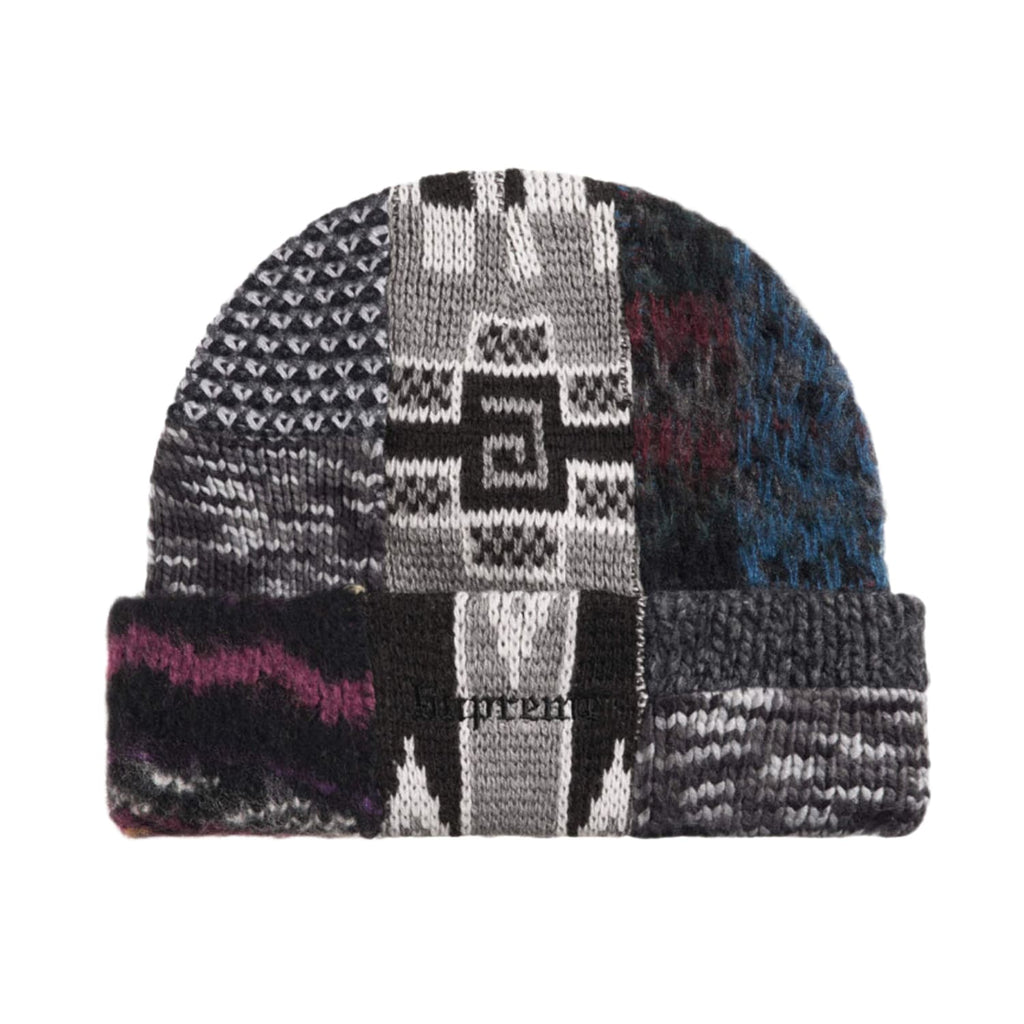 Supreme Patchwork Beanie Grey