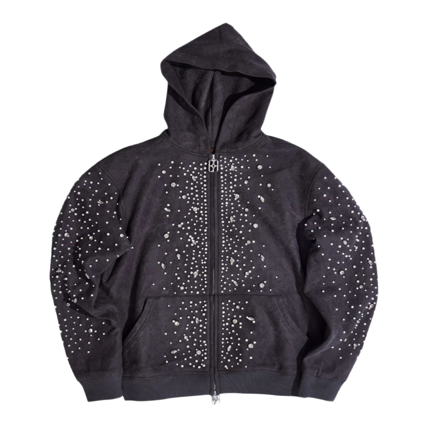 Birth of Royal Child Cashew Blossom Pearl Zipper Hoodie Dark Grey