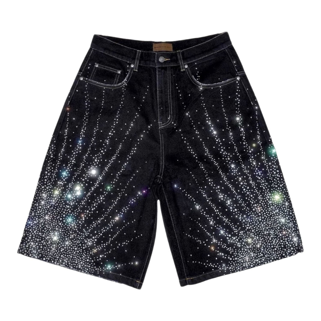 Birth of Royal Child 20K Diamond Starlight Denim Shorts Black