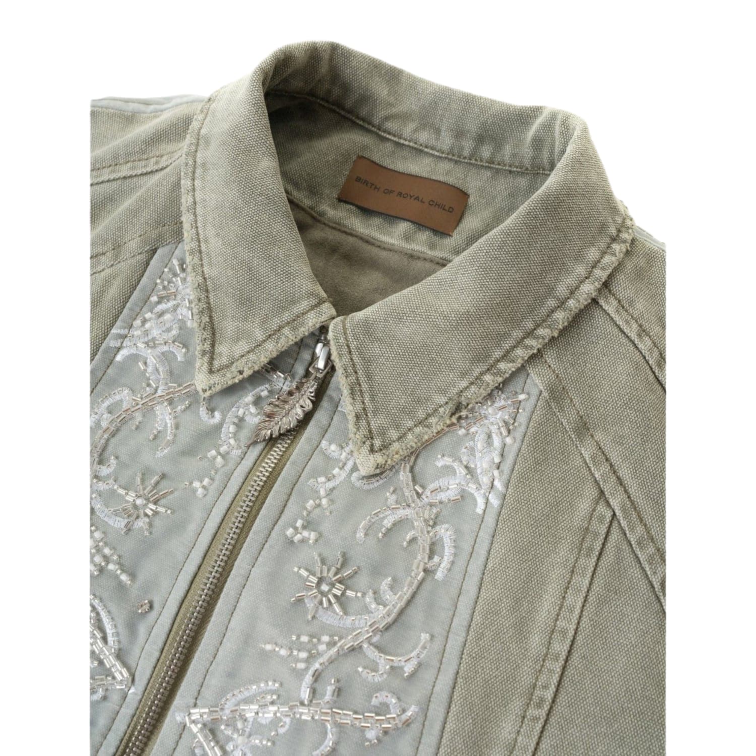 Birth Of Royal Child Beaded Embroidery Workwear Jacket Green