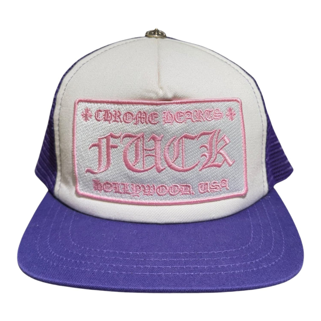 Chrome Hearts Fuck Hollywood Trucker Hat Purple Pink