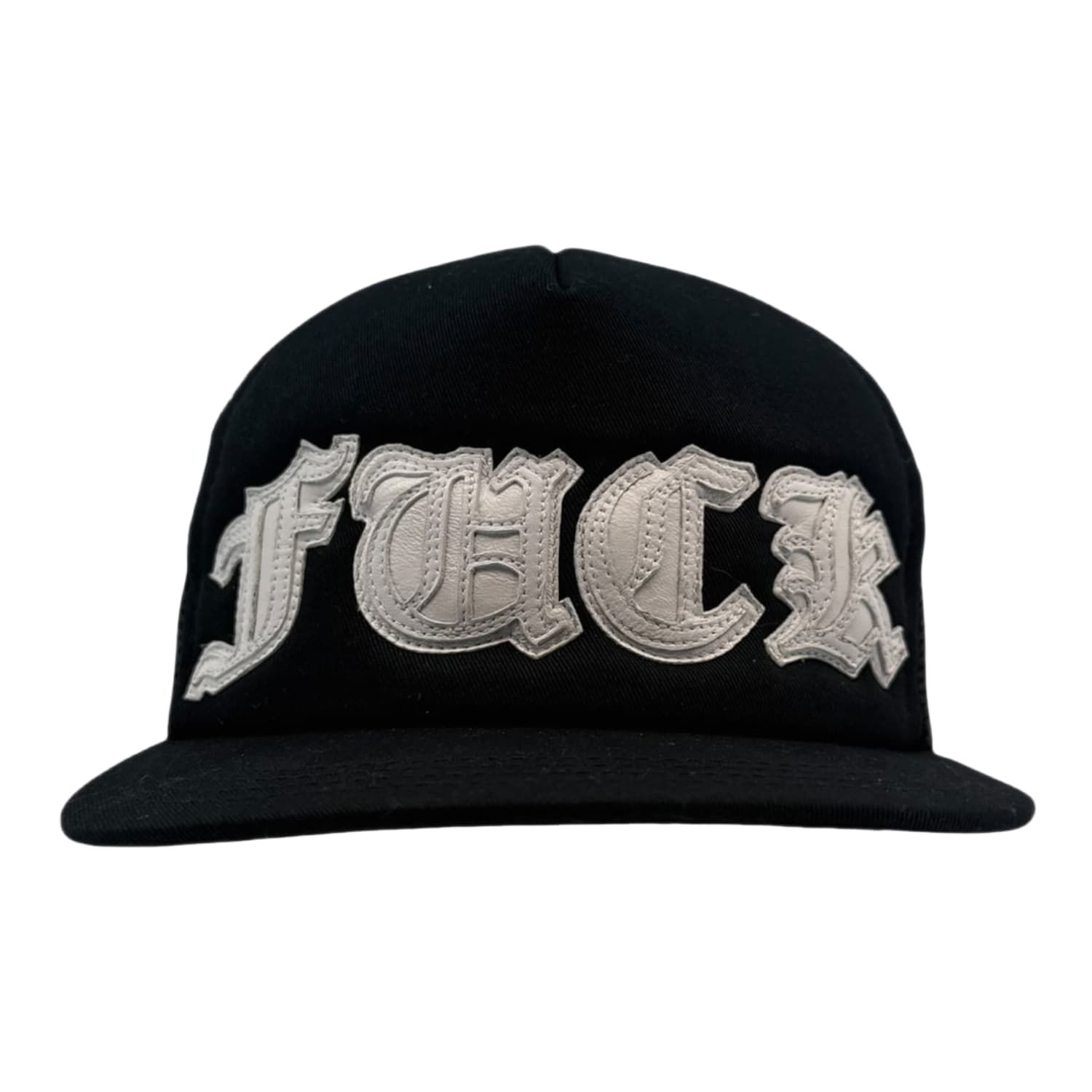 Chrome Hearts Fuck White Leather Patch Trucker Hat