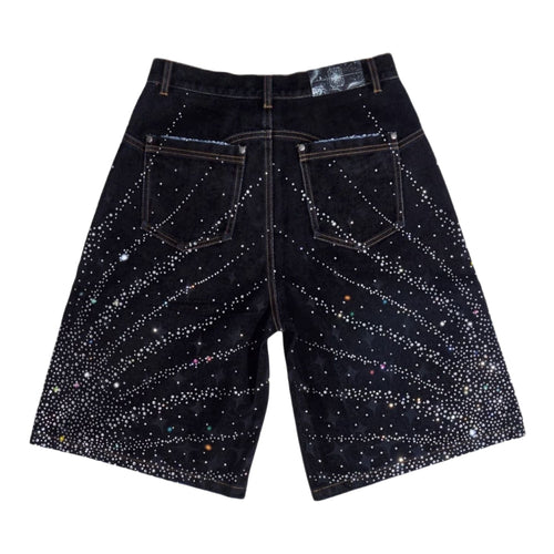Birth of Royal Child 20K Diamond Starlight Denim Shorts Black